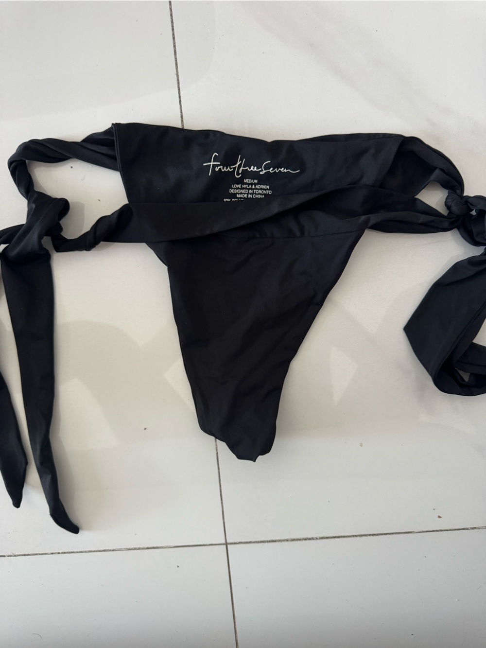 Fount+Ocean Black Tie-Side Bikini Bottom
